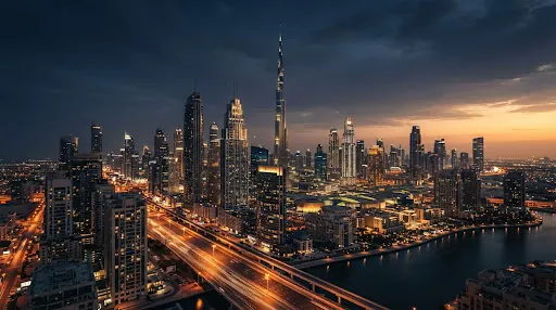 Dubai business skyline for financial consultancy